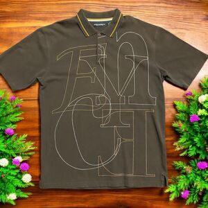 Enyce Vintage Y2K Baggy Giant Logo Brown Embroidered Polo Shirt Mens Size XXL